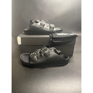 The Kooples NEW Slides Sandals Buckle‎ Accents Black FR 41/U10